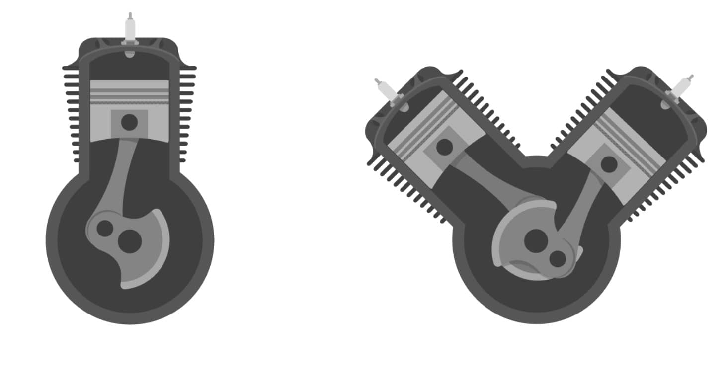 straigh engine and v-shaped engine